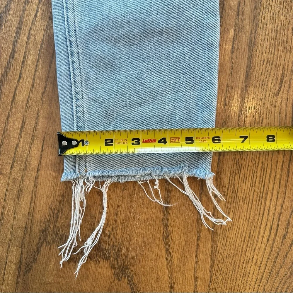 RE/DONE Jeans 90s High Rise Ankle Crop Raw Hem Button Fly Light Wash 25 - Picture 5 of 16